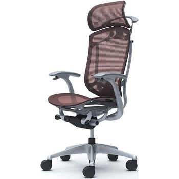 コンテッサセコンダ、固定肘、固定ヘッド、座メッシュ、ハンガー付、ランバー付、グレーB、シルバー、脚シルバー、ウレタン オカムラ(岡村製作所)