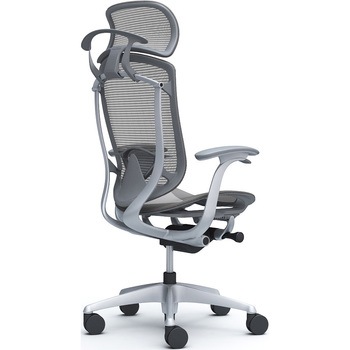 コンテッサセコンダ、固定肘、固定ヘッド、座メッシュ、ハンガー付、ランバー付、グレーB、シルバー、脚シルバー、ウレタン オカムラ(岡村製作所)