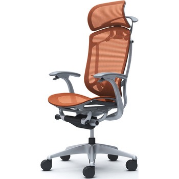 コンテッサセコンダ、固定肘、固定ヘッド、座メッシュ、ハンガー付、ランバー付、グレーB、シルバー、脚シルバー、ウレタン オカムラ(岡村製作所)