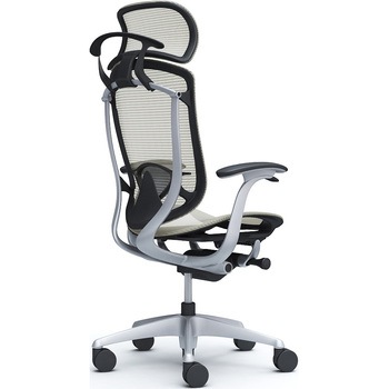 コンテッサセコンダ、固定肘、固定ヘッド、座メッシュ、ハンガー付、ランバー付、ブラックB、シルバー、脚シルバー、ウレタン オカムラ(岡村製作所)