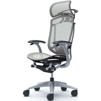 コンテッサセコンダ、固定肘、固定ヘッド、座メッシュ、ハンガー付、ランバー付、ブラックB、シルバー、脚シルバー、ウレタン オカムラ(岡村製作所)