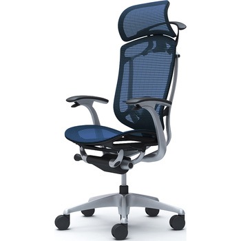 コンテッサセコンダ、固定肘、固定ヘッド、座メッシュ、ハンガー付、ランバー付、ブラックB、シルバー、脚シルバー、ウレタン オカムラ(岡村製作所)