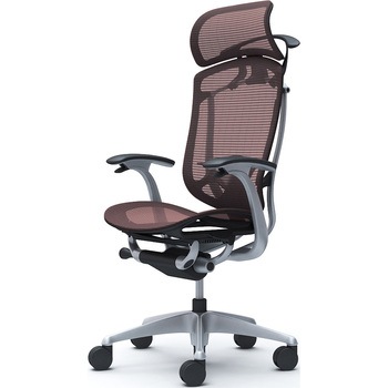 コンテッサセコンダ、固定肘、固定ヘッド、座メッシュ、ハンガー付、ランバー付、ブラックB、シルバー、脚シルバー、ウレタン オカムラ(岡村製作所)