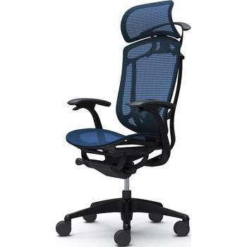コンテッサセコンダ、固定肘、固定ヘッド、座メッシュ、ハンガー付、ランバー付、ブラックB、ブラック、脚ブラック、ウレタン オカムラ(岡村製作所)