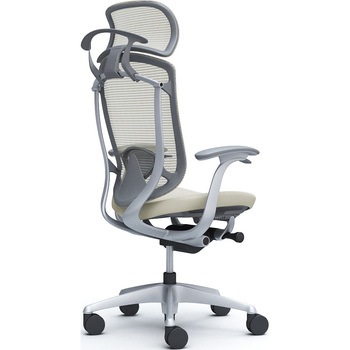 コンテッサセコンダ、固定肘、固定ヘッド、座クッション、ハンガー付、ランバー付、グレーB、シルバー、脚シルバー、ウレタン - オカムラ(岡村製作所)