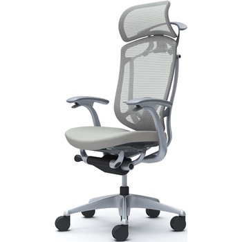 コンテッサセコンダ、固定肘、固定ヘッド、座クッション、ハンガー付、ランバー付、グレーB、シルバー、脚シルバー、ウレタン - オカムラ(岡村製作所)