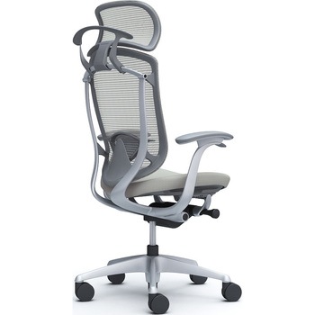 コンテッサセコンダ、固定肘、固定ヘッド、座クッション、ハンガー付、ランバー付、グレーB、シルバー、脚シルバー、ウレタン - オカムラ(岡村製作所)