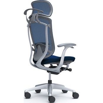 コンテッサセコンダ、固定肘、固定ヘッド、座クッション、ハンガー付、ランバー付、グレーB、シルバー、脚シルバー、ウレタン - オカムラ(岡村製作所)