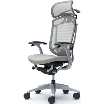 コンテッサセコンダ、固定肘、固定ヘッド、座クッション、ハンガー付、ランバー付、ブラックB、シルバー、脚シルバー、ウレタン オカムラ(岡村製作所)