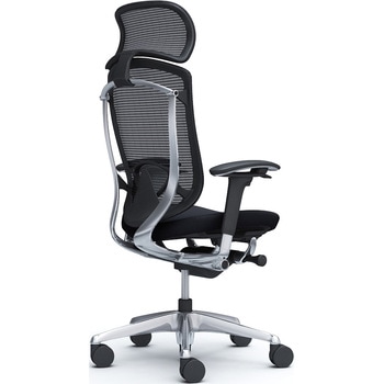 コンテッサセコンダ、可動肘、固定ヘッド、座クッション、ハンガー無、ランバー付、ブラックB、ポリッシュ、脚ポリッシュ、ウレタン オカムラ(岡村製作所)