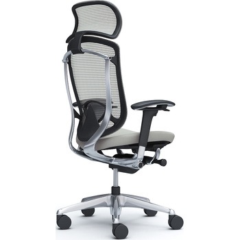 コンテッサセコンダ、可動肘、固定ヘッド、座クッション、ハンガー無、ランバー付、ブラックB、ポリッシュ、脚ポリッシュ、ウレタン オカムラ(岡村製作所)