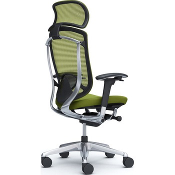 コンテッサセコンダ、可動肘、固定ヘッド、座クッション、ハンガー無、ランバー付、ブラックB、ポリッシュ、脚ポリッシュ、ウレタン オカムラ(岡村製作所)