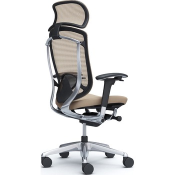 コンテッサセコンダ、可動肘、固定ヘッド、座クッション、ハンガー無、ランバー付、ブラックB、ポリッシュ、脚ポリッシュ、ウレタン オカムラ(岡村製作所)