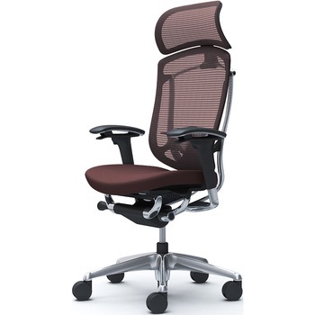 コンテッサセコンダ、可動肘、固定ヘッド、座クッション、ハンガー無、ランバー付、ブラックB、ポリッシュ、脚ポリッシュ、ウレタン オカムラ(岡村製作所)