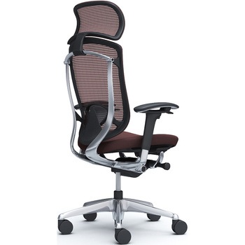 コンテッサセコンダ、可動肘、固定ヘッド、座クッション、ハンガー無、ランバー付、ブラックB、ポリッシュ、脚ポリッシュ、ウレタン オカムラ(岡村製作所)