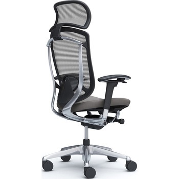 コンテッサセコンダ、可動肘、固定ヘッド、座クッション、ハンガー無、ランバー付、ブラックB、ポリッシュ、脚ポリッシュ、ウレタン オカムラ(岡村製作所)