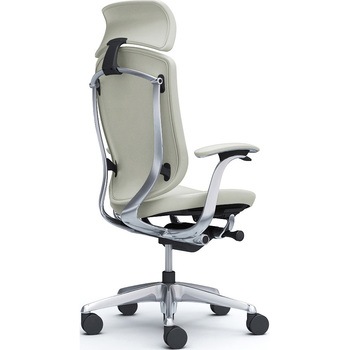 コンテッサセコンダ，固定肘，背座革 大型ヘッド5本脚，ポリッシュ，ブラック，ランバー無ハンガー無 オカムラ(岡村製作所)