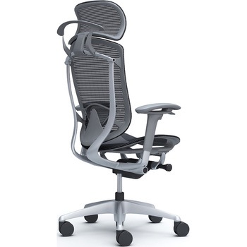 コンテッサセコンダ、可動肘、固定ヘッド、座メッシュ、ハンガー付、ランバー付、グレーB、シルバー、脚シルバー、ウレタン オカムラ(岡村製作所)