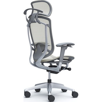 コンテッサセコンダ、可動肘、固定ヘッド、座メッシュ、ハンガー付、ランバー付、グレーB、シルバー、脚シルバー、ウレタン オカムラ(岡村製作所)