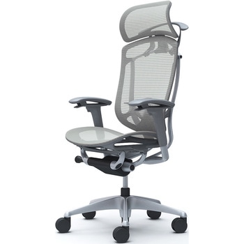 コンテッサセコンダ、可動肘、固定ヘッド、座メッシュ、ハンガー付、ランバー付、グレーB、シルバー、脚シルバー、ウレタン オカムラ(岡村製作所)