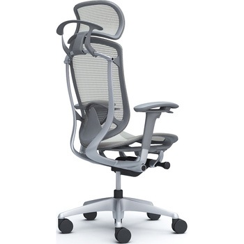 コンテッサセコンダ、可動肘、固定ヘッド、座メッシュ、ハンガー付、ランバー付、グレーB、シルバー、脚シルバー、ウレタン オカムラ(岡村製作所)