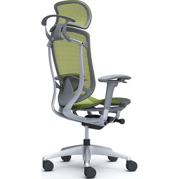 コンテッサセコンダ、可動肘、固定ヘッド、座メッシュ、ハンガー付、ランバー付、グレーB、シルバー、脚シルバー、ウレタン オカムラ(岡村製作所)