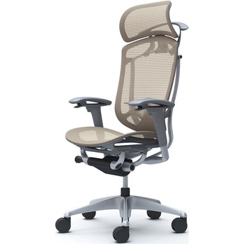 コンテッサセコンダ、可動肘、固定ヘッド、座メッシュ、ハンガー付、ランバー付、グレーB、シルバー、脚シルバー、ウレタン オカムラ(岡村製作所)