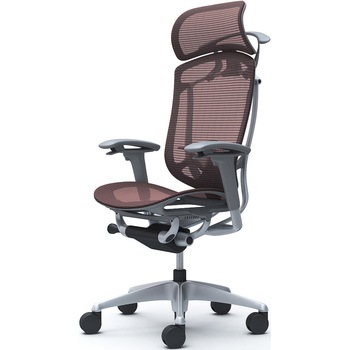 コンテッサセコンダ、可動肘、固定ヘッド、座メッシュ、ハンガー付、ランバー付、グレーB、シルバー、脚シルバー、ウレタン オカムラ(岡村製作所)