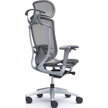 コンテッサセコンダ、可動肘、固定ヘッド、座メッシュ、ハンガー付、ランバー付、グレーB、シルバー、脚シルバー、ウレタン オカムラ(岡村製作所)