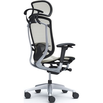 コンテッサセコンダ、可動肘、固定ヘッド、座メッシュ、ハンガー付、ランバー付、ブラックB、シルバー、脚シルバー、ウレタン オカムラ(岡村製作所)