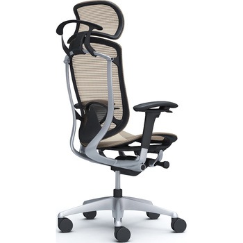 コンテッサセコンダ、可動肘、固定ヘッド、座メッシュ、ハンガー付、ランバー付、ブラックB、シルバー、脚シルバー、ウレタン オカムラ(岡村製作所)