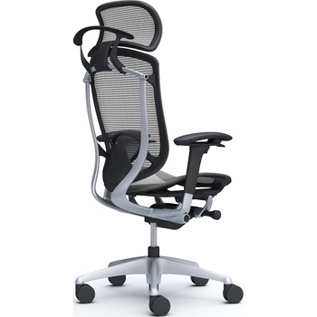 コンテッサセコンダ、可動肘、固定ヘッド、座メッシュ、ハンガー付、ランバー付、ブラックB、シルバー、脚シルバー、ウレタン オカムラ(岡村製作所)