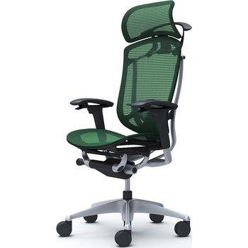 コンテッサセコンダ、可動肘、固定ヘッド、座メッシュ、ハンガー付、ランバー付、ブラックB、シルバー、脚シルバー、ウレタン オカムラ(岡村製作所)