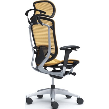 コンテッサセコンダ、可動肘、固定ヘッド、座メッシュ、ハンガー付、ランバー付、ブラックB、シルバー、脚シルバー、ウレタン オカムラ(岡村製作所)