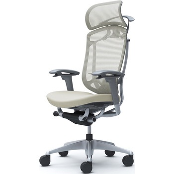 コンテッサセコンダ、可動肘、固定ヘッド、座クッション、ハンガー付、ランバー付、グレーB、シルバー、脚シルバー、ウレタン オカムラ(岡村製作所)