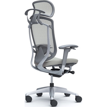 コンテッサセコンダ、可動肘、固定ヘッド、座クッション、ハンガー付、ランバー付、グレーB、シルバー、脚シルバー、ウレタン オカムラ(岡村製作所)