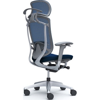 コンテッサセコンダ、可動肘、固定ヘッド、座クッション、ハンガー付、ランバー付、グレーB、シルバー、脚シルバー、ウレタン オカムラ(岡村製作所)