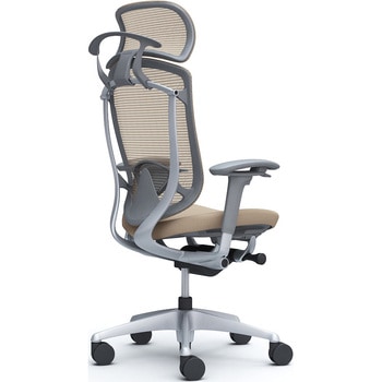 コンテッサセコンダ、可動肘、固定ヘッド、座クッション、ハンガー付、ランバー付、グレーB、シルバー、脚シルバー、ウレタン オカムラ(岡村製作所)