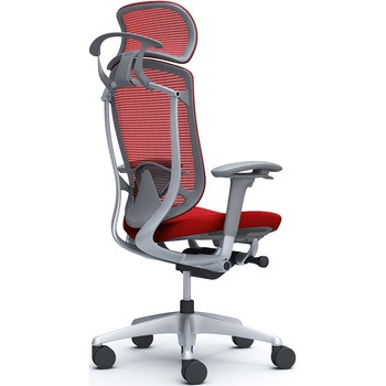 コンテッサセコンダ、可動肘、固定ヘッド、座クッション、ハンガー付、ランバー付、グレーB、シルバー、脚シルバー、ウレタン オカムラ(岡村製作所)