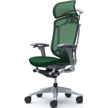 コンテッサセコンダ、可動肘、固定ヘッド、座クッション、ハンガー付、ランバー付、グレーB、シルバー、脚シルバー、ウレタン オカムラ(岡村製作所)