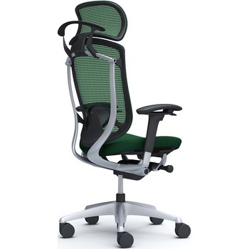 コンテッサセコンダ、可動肘、固定ヘッド、座クッション、ハンガー付、ランバー付、ブラックB、シルバー、脚シルバー、ウレタン オカムラ(岡村製作所)
