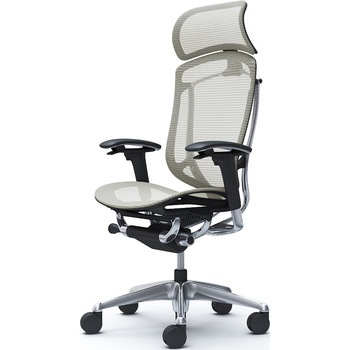 コンテッサセコンダ、可動肘、固定ヘッド、座メッシュ、ハンガー無、ランバー無、ブラックB、ポリッシュ、脚ポリッシュ、ウレタン オカムラ(岡村製作所)