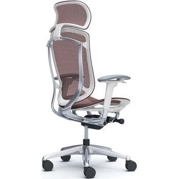 コンテッサセコンダ、可動肘、固定ヘッド、座メッシュ、ハンガー無、ランバー無、ホワイトB、ポリッシュ、脚ポリッシュ、ウレタン オカムラ(岡村製作所)