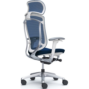 コンテッサセコンダ、可動肘、固定ヘッド、座クッション、ハンガー無、ランバー無、ホワイトB、ポリッシュ、脚ポリッシュ、ウレタン オカムラ(岡村製作所)