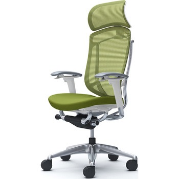 コンテッサセコンダ、可動肘、固定ヘッド、座クッション、ハンガー無、ランバー無、ホワイトB、ポリッシュ、脚ポリッシュ、ウレタン オカムラ(岡村製作所)