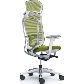 コンテッサセコンダ、可動肘、固定ヘッド、座クッション、ハンガー無、ランバー無、ホワイトB、ポリッシュ、脚ポリッシュ、ウレタン オカムラ(岡村製作所)