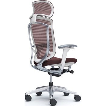 コンテッサセコンダ、可動肘、固定ヘッド、座クッション、ハンガー無、ランバー無、ホワイトB、ポリッシュ、脚ポリッシュ、ウレタン オカムラ(岡村製作所)