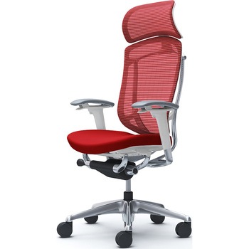 コンテッサセコンダ、可動肘、固定ヘッド、座クッション、ハンガー無、ランバー無、ホワイトB、ポリッシュ、脚ポリッシュ、ウレタン オカムラ(岡村製作所)