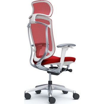 コンテッサセコンダ、可動肘、固定ヘッド、座クッション、ハンガー無、ランバー無、ホワイトB、ポリッシュ、脚ポリッシュ、ウレタン オカムラ(岡村製作所)