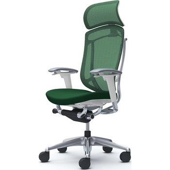 コンテッサセコンダ、可動肘、固定ヘッド、座クッション、ハンガー無、ランバー無、ホワイトB、ポリッシュ、脚ポリッシュ、ウレタン オカムラ(岡村製作所)